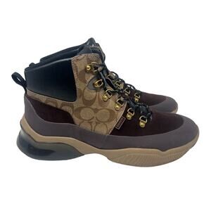 Coach Men’s Citysole Hiker Khaki Dark Mahogany Boots Size 12D EUC